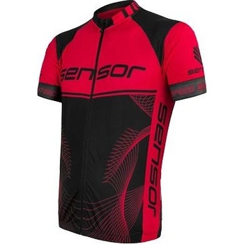Sensor TEAM UP pánský krátky rukáv celozip černá/červená
