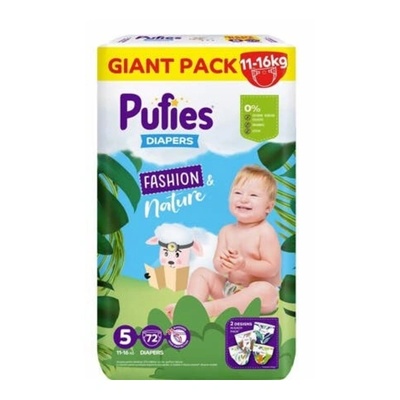 pufies Детски пелени Fashion & Nature размер 5 Junior 72бр
