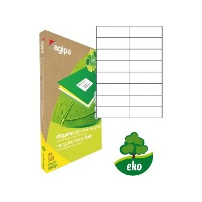 Etikety univerzálne recyklované 105x37mm Agipa A4 100 hárkov