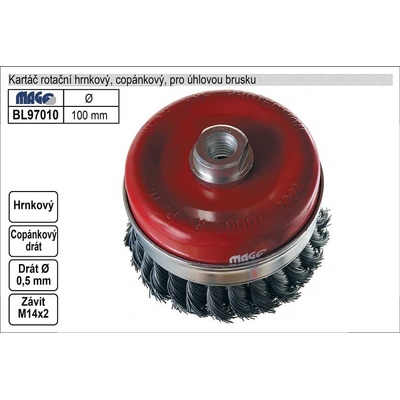 MAGG Kartáč hrnkový 100, copánkový S 0,50, závit M14x2