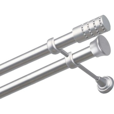 OK-GarnýžeCZ Garnýž kovová dvouřadá 25/25mm Cylinder crystal satina 270 cm do stěny / na tunýlek - bez kroužků
