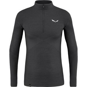 Salewa Мъжко мериносово термобельо Salewa Zebru Med Warm AMR Half Zip Tee Merino base layer - Onyx (015-1346-0413)