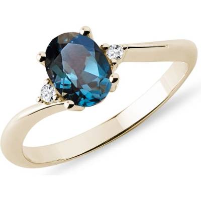 Klenota Prsteň zo žltého zlata s topásom a diamantmi k0132033