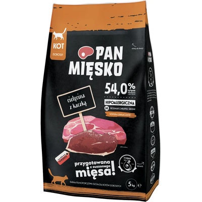 Pan Mięsko 5кг Medium Cat Pan Mięsko, суха храна за котки - с телешко и патешко
