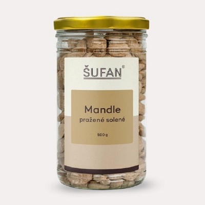 Šufan Mandle pražené solené ve skle 500 g