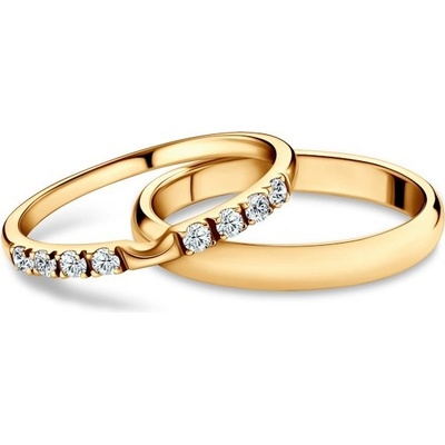 Savicki Snubní prsteny The Journey žluté zlato diamanty půlkulaté OBR TJ D Z