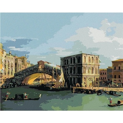 zuty malování podle čísel Most Rialto od severu Canaletto 80 x 100 cm vypnuté plátno na rám