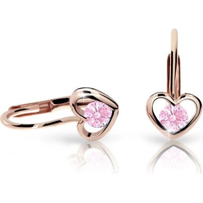 Danfil detské náušnice srdiečka C1943 zo ružového zlata pink klapka