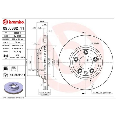 BREMBO Brzdový kotúč 09C88211