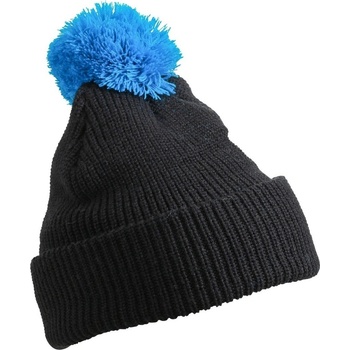 Myrtle Beach MB7967 zimní čepice s bambulí černá pacifik