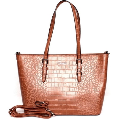 Flora & Co velká elegantní pevná kabelka na rameno X9527 hnědá