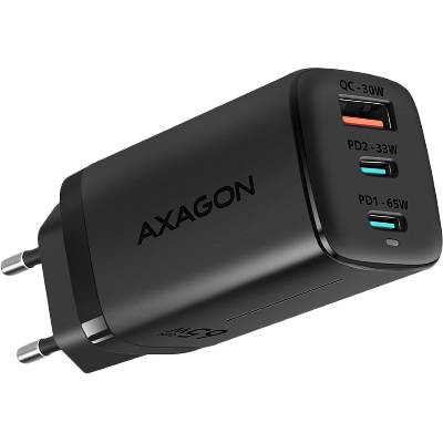 GaN wallcharger -240V - 3x port (USB + dual USB-C), PD3.0-QC4+-PPS-Apple (ACU-DPQ65)