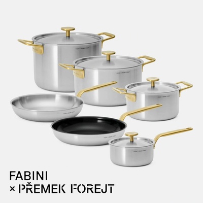 Velká sada FABINI & Forejt, 10 dílů - Nerezové beznýtové nádobí z vícevrstvé nerezové oceli