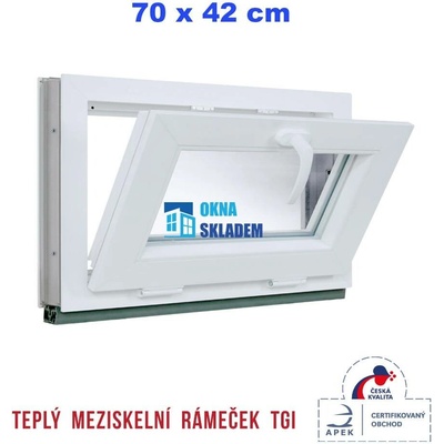 ERKADO Plastové okno 700 x 420 mm sklopné, Bílé / Antracit