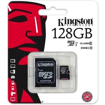 Kingston microSDXC 128GB UHS-I U1 + adapter SDC10G2/128GB