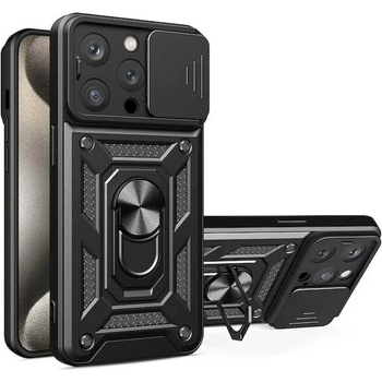 Techsuit Калъф за Apple iPhone 16 Pro Max, хибриден (термополиуретан и поликарбонат), Techsuit CamShield Case, удароустойчив, с пръстен, черен (KF2330559)
