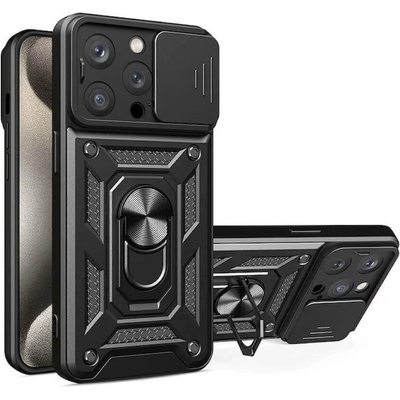 Techsuit Калъф за Apple iPhone 16 Pro Max, хибриден (термополиуретан и поликарбонат), Techsuit CamShield Case, удароустойчив, с пръстен, черен (KF2330559)