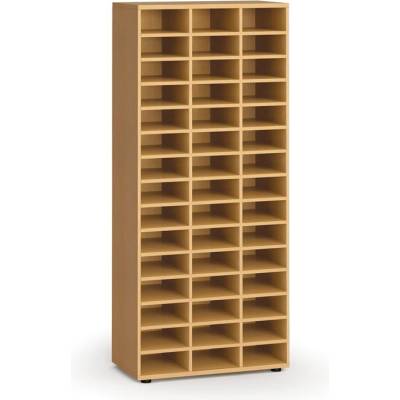 PRIMO Třídící regál WOOD, 800 x 420 x 1781 mm, 45 přihrádek, buk