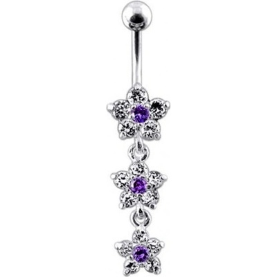 S4U Stříbrný piercing do pupíku kytičky BP01123-CA