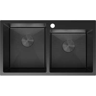 Mexen Xorin мивка от неръждаема стомана, двукамерна 780 x 450 мм, черна HC - 6441782000-70HC (6441782000-70HC)