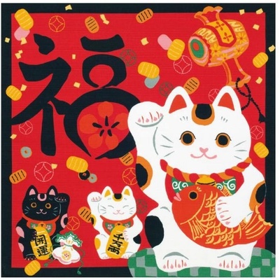 Japonský šátek Furoshiki Maneki Neko