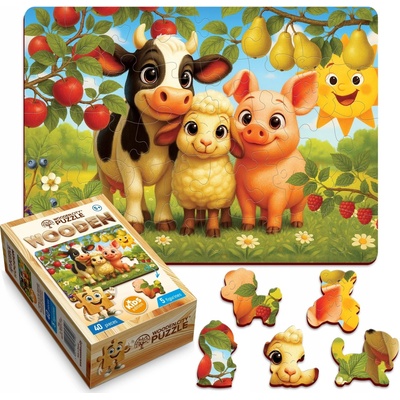 Wooden Zvířátka na zahradě 40 dílků