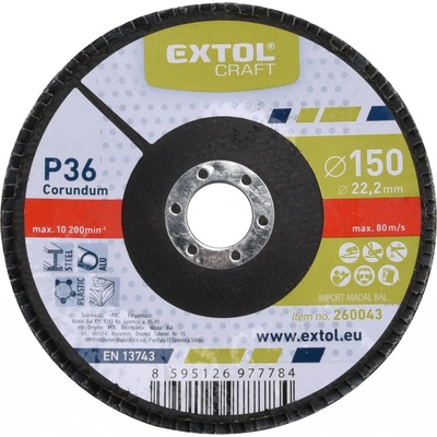 EXTOL CRAFT lamelový kotouč šikmý korundový, P36, 150mm, 260043