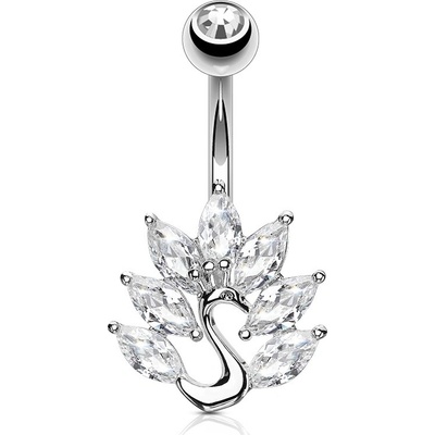 Šperky4U piercing do pupíku páv čirá WP0007-C