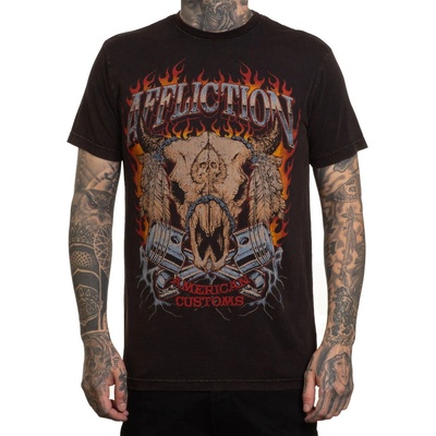AFFLICTION Мъжка тениска affliction - american exhaust - black/brown - a27878-bblv