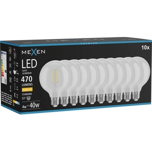 Mexen Vintis 10x LED влакнеста крушка E27, G95, 4W, Топла - 2700K, 470 lm, прозрачна (L157-E27-0427-00x10)