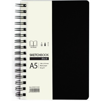Drasca Art Skicák kroužkový černý 90g m2 80 listů A5