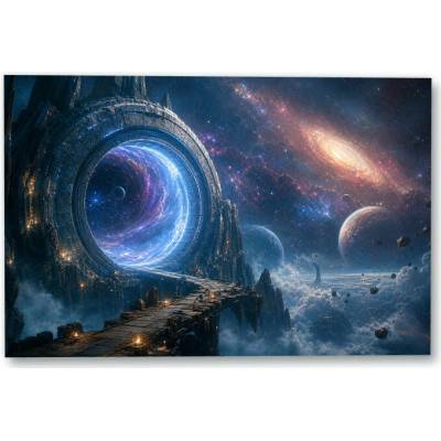 Plakát – Svítící portál v kosmické krajině 135 × 90 cm Bez rámu Ne Bez rámu