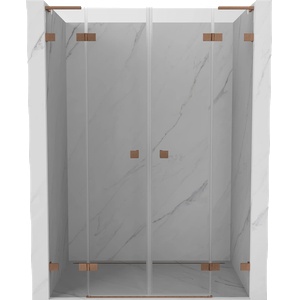 Mexen Lunar L Двойна врата за душ кабина 140 см, прозрачна, четкана мед - 834DL-140-000-65-00 (834DL-140-000-65-00)