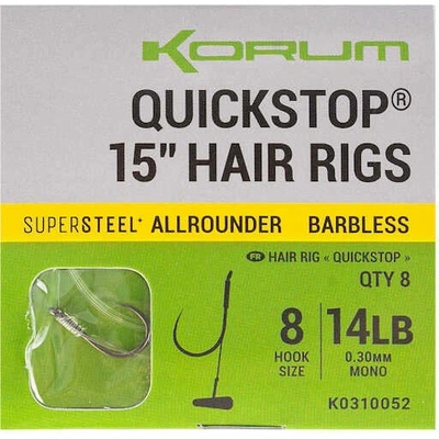 Korum Hotové Návazce Big Fish Quickstop Hair Rigs Barbed 10 cm vel.10 0,28 mm 8 ks