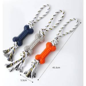  Дентална играчка кокал с памучно въже за куче, 45см (4285-or)
