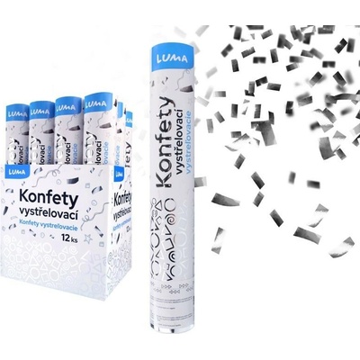 LUMA konfety vystreľovacie, 30cm, fóliové, strieborné