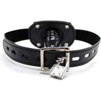 Image 1 of OhMama Fetish TPE Penis Gag with Padlock Black S