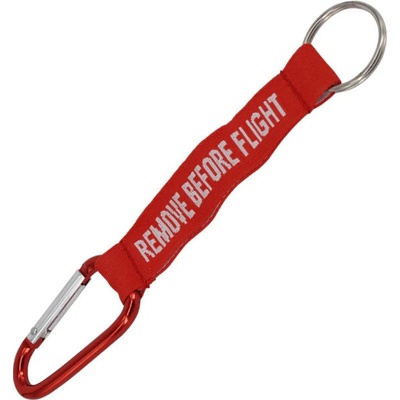 Šňůrka na krk EA karabina Remove Before Flight červená