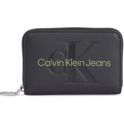 Calvin Klein Jeans Малък дамски портфейл Calvin Klein Jeans Sculpted Med Zip Around Mono K60K607229 Black/Dark Juniper 0GX (Sculpted Med Zip Around Mono K60K607229)