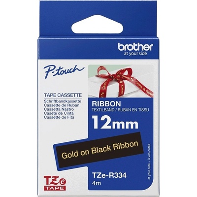 Brother TZe-R334 12 mm čierna / zlatá tlač 4 m TZER334