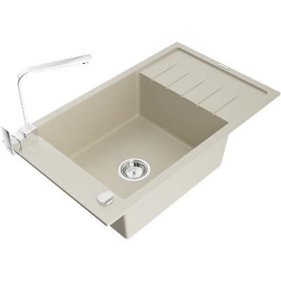 Mexen Elias гранитна мивка с 1 отделение с отцедник и кухненски смесител Rita, бежов - 6511-69-670300-00 (6511-69-670300-00)