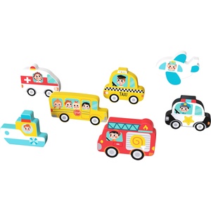 Tooky Toy 3D Дървен пъзел Tooky Toy - Транспортни средства (109489)