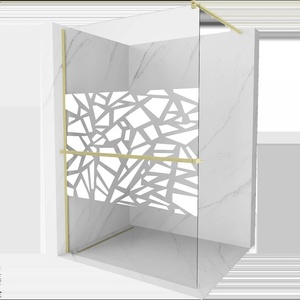 Mexen Kioto+ душ кабина с рафт Walk-in 130 x 200 см, бял мотив, четкано злато - 800-130-121-55-85 (800-130-121-55-85)