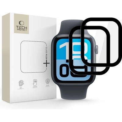 Tech-Protect 2 x хибридно стъкло за Apple Watch 4 / 5 / 6 / SE 1 / 2 / 3 (44mm) от Tech-Protect Glass Flex+ - Черен (5906302336098)