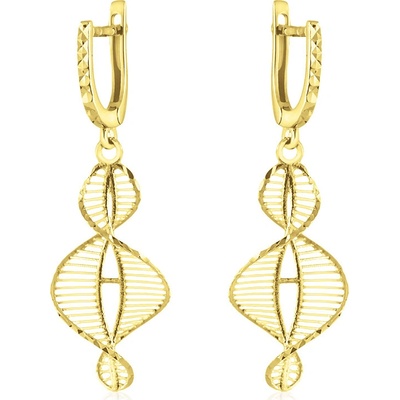 Gemmax Moderní zlaté visací náušnice Spirály GLEYN-36551