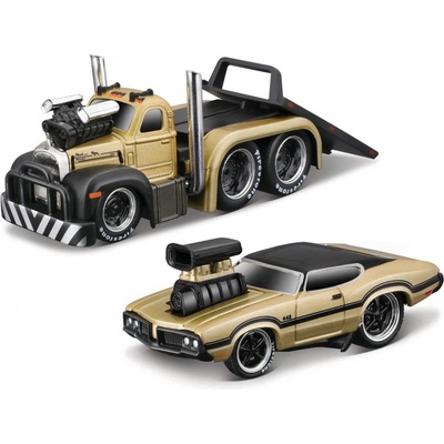 Maisto Muscle Transports 1953 MACK B 61 Flatbed 1970 Oldsmobile 442 1:64
