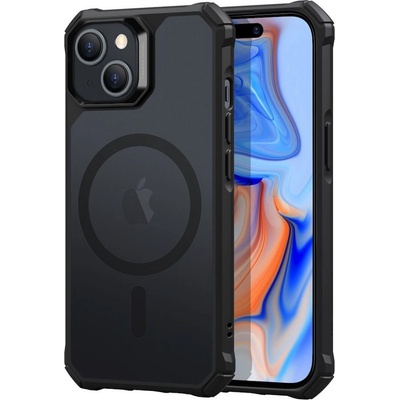 ESR Air Armor HaloLock MagSafe Case - хибриден удароустойчив кейс с MagSafe за iPhone 15 (черен-мат)