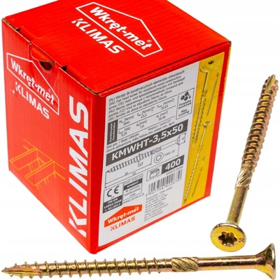 Klimas Wkret-Met TX 3,5x50mm - 400 ks - Skrutky / Vruty do dreva so zapustenou hlavou, WKCS