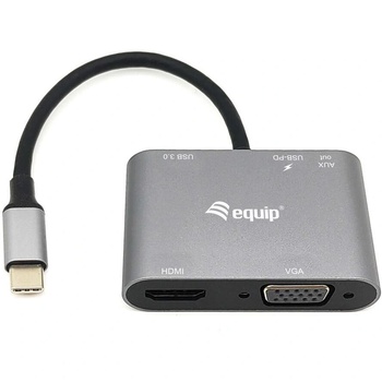 Equip 133483 докинг станция Жичен USB 3.2 Gen 1 (3.1 Gen 1) Type-C Черен, Сив (133483) (133483)