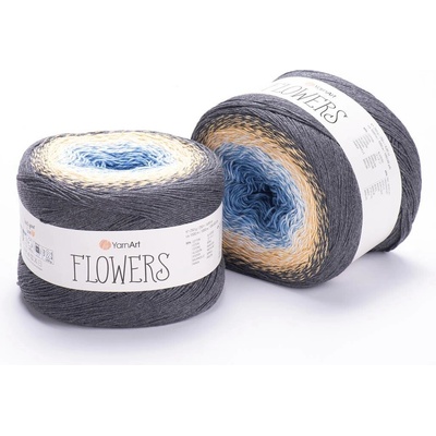 Yarn Art příze Flowers 287 modrá, slunečnice, antracit